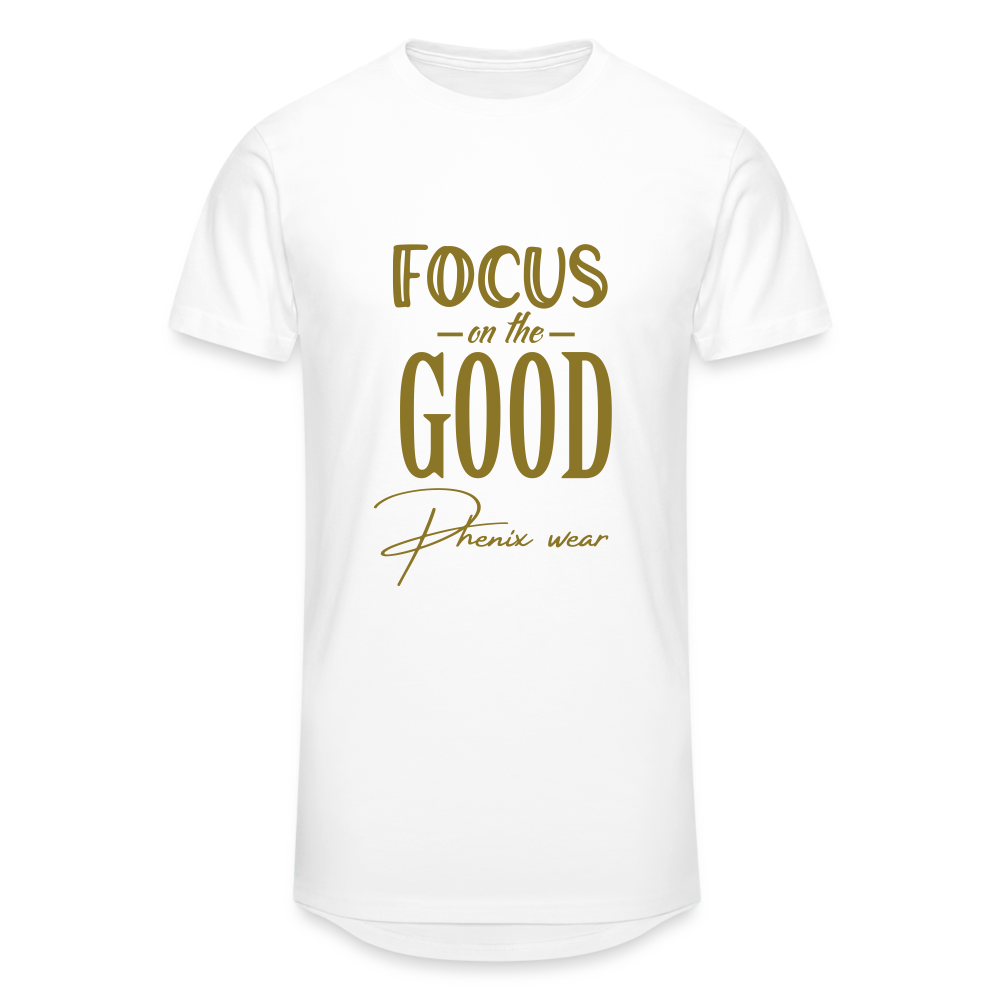 T-shirt long Homme Focus on the Good Gold - blanc